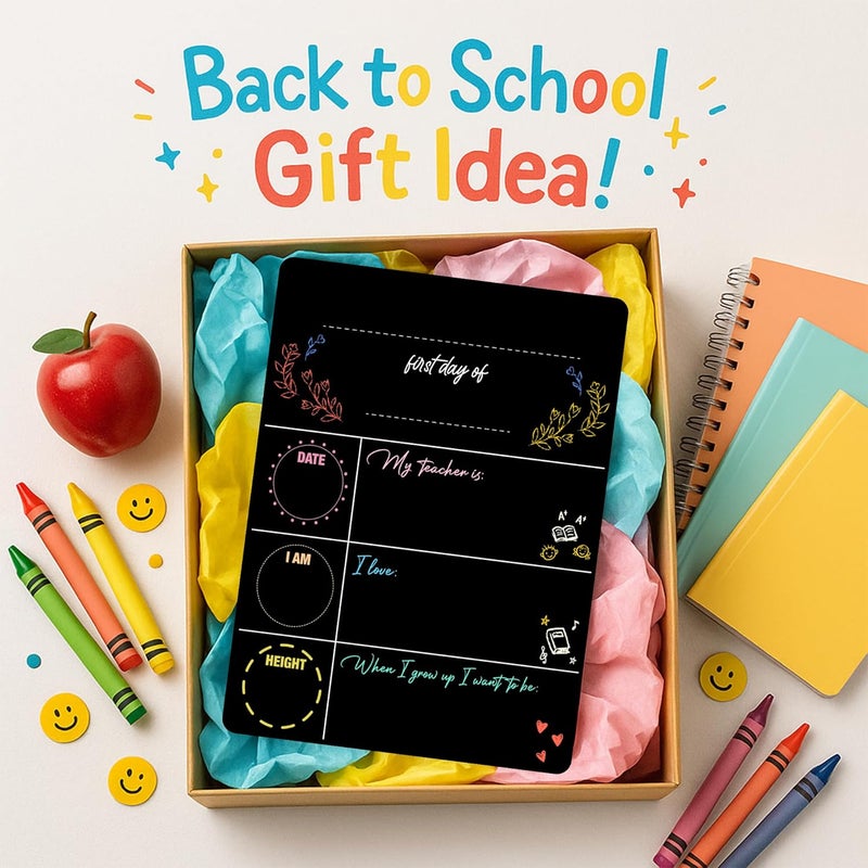 Musemory First and Last Day of School Chalkboard Sign for Kids, Reusable School Photo Prop with Chalk Surface, First Day of Kindergarten Preschool Board, Back to School Sign - Image 3